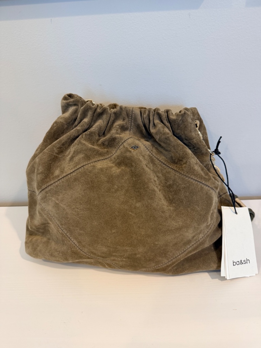NWT ba&sh Suede Slouch Adjustable Tote Bag - Khaki Green - Picture 2 of 9